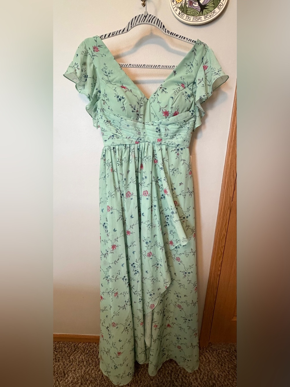 Women's Mint Green Floral Maxi Dress